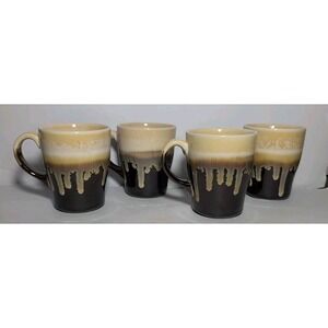 CULINARY CONCEPTS Set Of 4  Ceramic 9.6 oz MUG Earth Tone Boho  Rustic Farmhouse